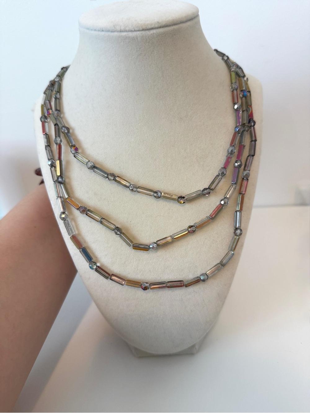 Multi-Color Iridescent Tube Bead Layered Necklace - Women Jewelry